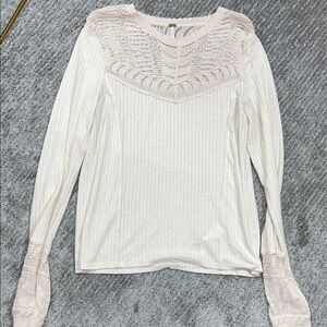 Elegant Cream Lace Detail Women's Top